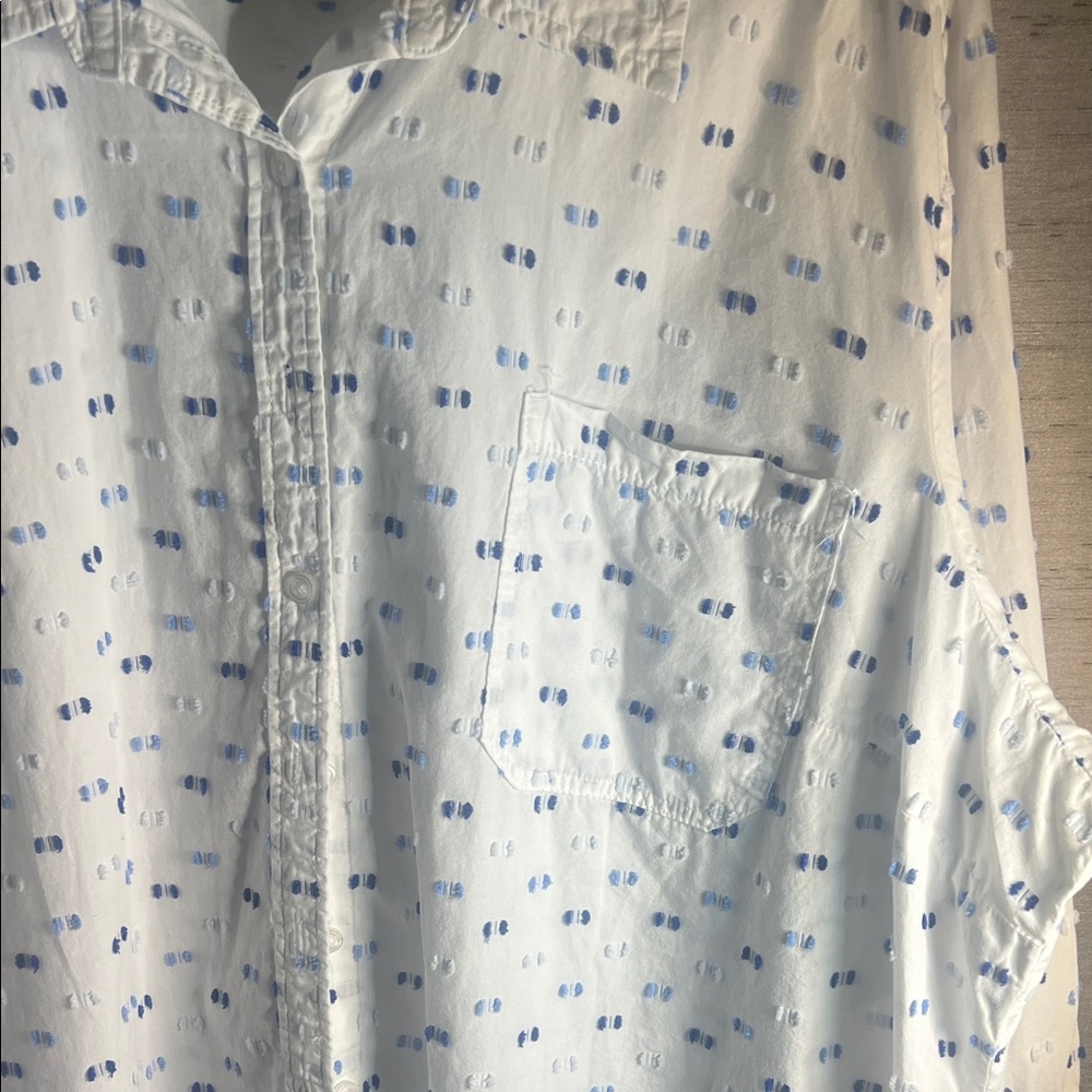 Karen Scott White and Blue 100% cotton 3/4 sleeve Too size 3X with nice design - Picture 3 of 7